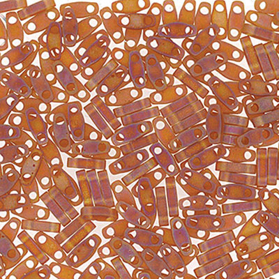 Miyuki kralen Kwart Tila, kleur: Mat Transparant Donker Topaas AB, koker met ca. 7,2 gr. 