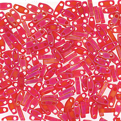 Perles Miyuki Quarter Tila, couleur : Matt Transparent Red Orange AB, tube d'environ 7,2 gr 
