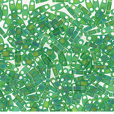 Perles Miyuki Quarter Tila, couleur : Matt Transparent Green AB, tube d'environ 7,2 gr 