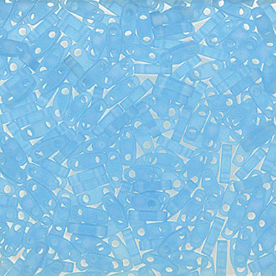 Perles Miyuki Quarter Tila, couleur : Matt Transparent Light Blue AB, tube d'environ 7,2 gr 