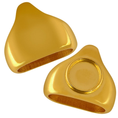 Endkappe mit Fassung für runde Cabochons 10,1 mm, vergoldet,  für 10 mm Segeltau 