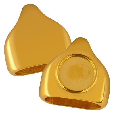 Endkappe mit Fassung für runde Cabochons 12,1 mm, vergoldet, für 10 mm Segeltau 