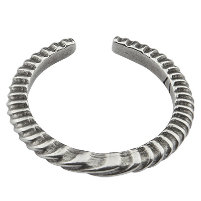 Finger ring, inner diameter 18.0 mm, adjustable, silver-plated 