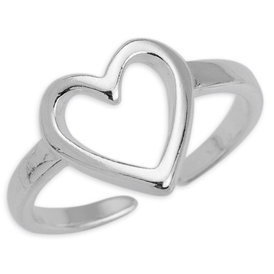 Ring heart, inner diameter 17, silver plated shiny 