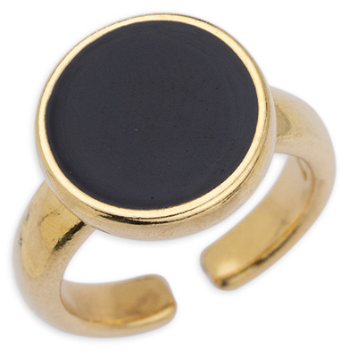 Ring , binnendiameter 17 mm, geëmailleerd, verguld Deco 