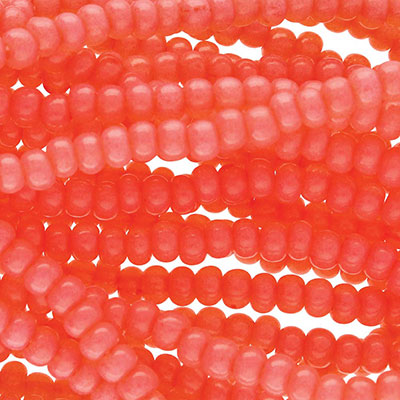 11/0 Preciosa Rocailles Perlen, Rund (ca. 2 mm), Farbe: Sol Gel Salmon Opal, Röhrchen mit ca. 24 Gramm 
