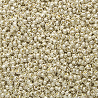11/0 Preciosa Rocailles Perlen, Rund (ca. 2 mm), Farbe: Silver Metallic, Röhrchen mit ca. 24 Gramm 