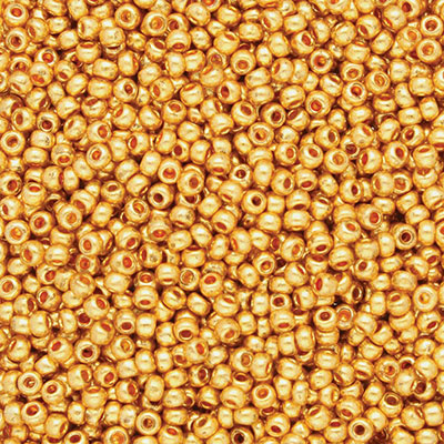 11/0 Preciosa Rocailles Perlen, Rund (ca. 2 mm), Farbe: Gold Metallic, Röhrchen mit ca. 24 Gramm 