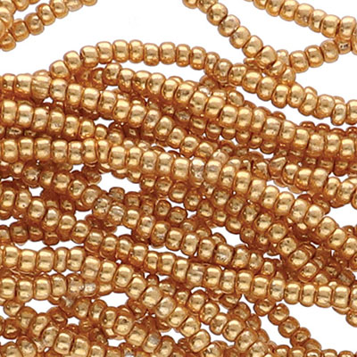 11/0 Preciosa Rocailles Perlen, Rund (ca. 2 mm), Farbe: Gold Metallic, Röhrchen mit ca. 24 Gramm 
