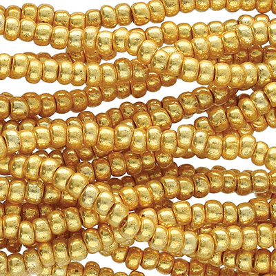 11/0 Preciosa Rocailles Perlen, Rund (ca. 2 mm), Farbe: Terra Metallic Gold, Röhrchen mit ca. 24 Gramm 