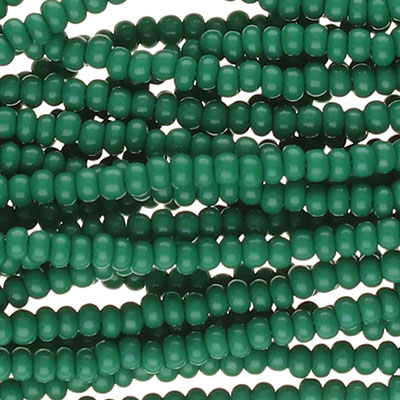 11/0 Preciosa Rocailles Perlen, Rund (ca. 2 mm), Farbe: Forest Green Opal, Röhrchen mit ca. 24 Gramm 