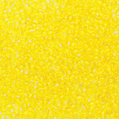 11/0 Preciosa Rocailles Perlen, Rund (ca. 2 mm), Farbe: Yellow Transparent, Röhrchen mit ca. 24 Gramm 
