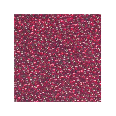 11/0 Preciosa Rocailles Perlen, Rund (ca. 2 mm), Farbe: Ruby Silverlined, Röhrchen mit ca. 24 Gramm 