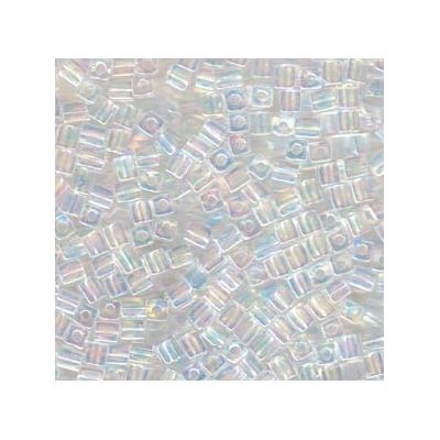 Miyuki dobbelsteentjes 4 mm, transparant rainbow clear, ca. 20 gr 