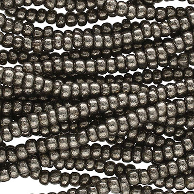 6/0 Preciosa Rocailles Perlen, Rund (ca. 4 mm), Farbe: Metallic Chrome, Röhrchen mit ca. 20 Gramm 