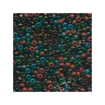 6/0 Preciosa Rocailles Perlen, Rund (ca. 4 mm), Farbe: Rainforest Mix, Röhrchen mit ca. 24 Gramm 