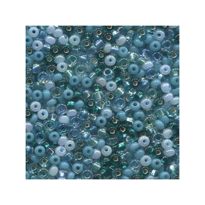 6/0 Preciosa Rocailles Perlen, Rund (ca. 4 mm), Farbe: Miami Surf Mix, Röhrchen mit ca. 24 Gramm 