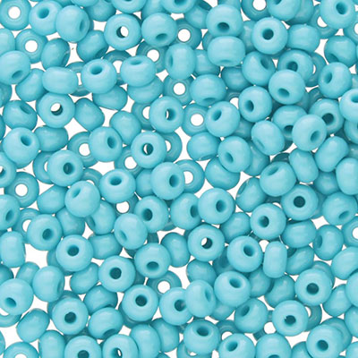6/0 Preciosa Rocailles Perlen, Rund (ca. 4 mm), Farbe: Opal Blue Turquoise, Röhrchen mit ca. 20 Gramm 