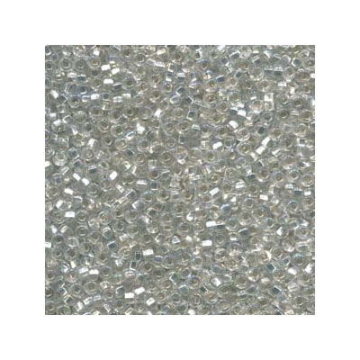 6/0 Preciosa Rocailles Perlen, Rund (ca. 4 mm), Farbe: Crystal Silverlined AB, Röhrchen mit ca. 20 Gramm 