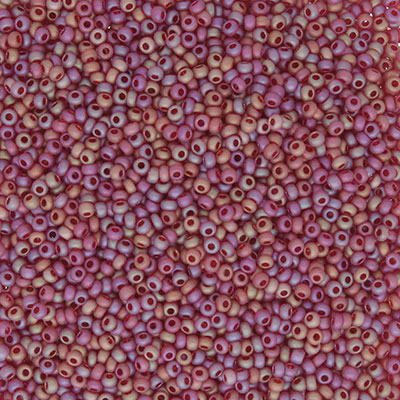 6/0 Preciosa Rocailles Perlen, Rund (ca. 4 mm), Farbe: Garnet Matte AB, Röhrchen mit ca. 20 Gramm 