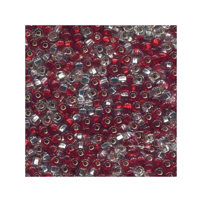 6/0 Preciosa Rocailles Perlen, Rund (ca. 4 mm), Farbe: Rubies & Diamond Mix, Röhrchen mit ca. 24 Gramm 