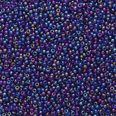 8/0 Preciosa Rocailles Perlen, Rund (ca. 3 mm), Farbe: Dark Sapphire AB, Röhrchen mit ca. 22 Gramm 