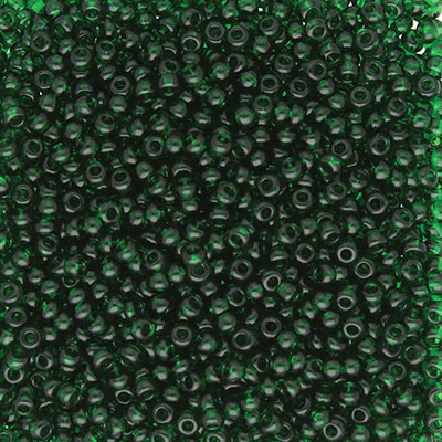 8/0 Preciosa Rocailles Perlen, Rund (ca. 3 mm), Farbe: Green Transparent, Röhrchen mit ca. 22 Gramm 