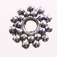 15 Metal spacer flower, 10 x 1.3 mm, silver coloured 