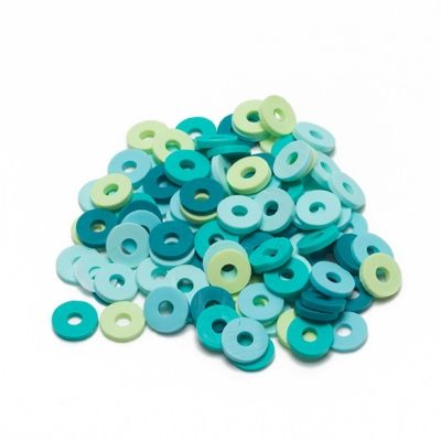 Katsuki Perles Mix, diamètre 6 mm, couleur : Turquoise ocean, environ 100 pièces 