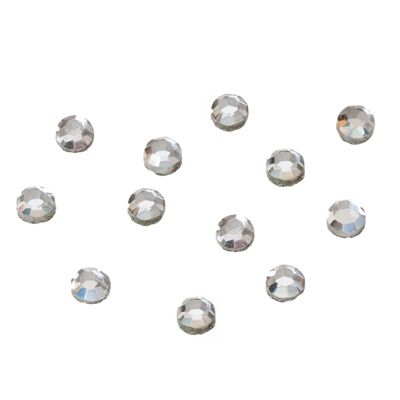 Flat Back Strass, rond, SS12, crystal, 12 pièces 