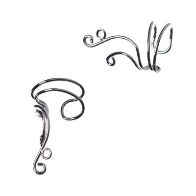 Ear clasp, 1 pair silver coloured 