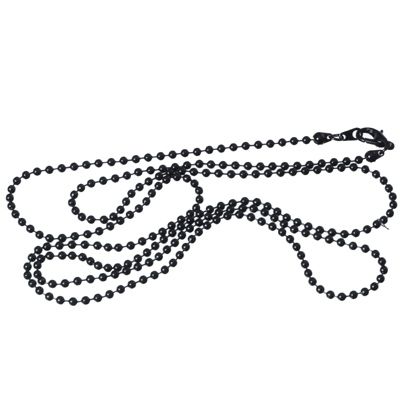 Ball chain, 2.4 mm, length 80 cm, with clasp, black 