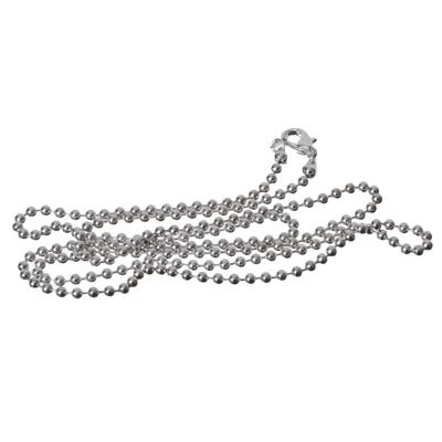Ball chain, 3 mm, length 80 cm, with clasp, silver-coloured 