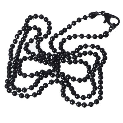 Ball chain, 3 mm, length 80 cm, with clasp, black 