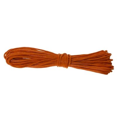 Waxed cotton ribbon, round, diameter 0.5 - 0.8 mm, 5 m, orange 