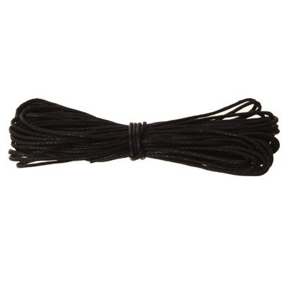 Waxed cotton ribbon, round, diameter 0.5 - 0.8 mm, 5 m, black 