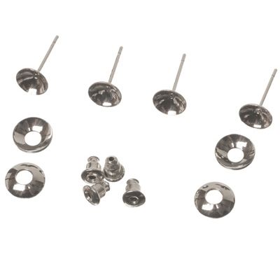 Accessories for glass ball earrings, for 2 pairs, 12 pieces 