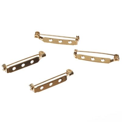 4 brooch pins length 32 mm, gold-coloured 