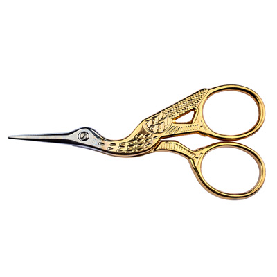 Stainless steel scissors in bird shape, length approx. 9 cm, gold-coloured 