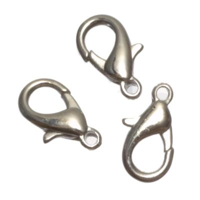 Carabiner 15 mm, silver-coloured, 3 pieces 