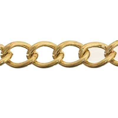 Link chain / metal chain, coarse link, 1 m, gold-coloured 