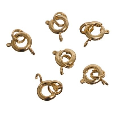 6 spring ring fasteners, 7 mm, gold-coloured 