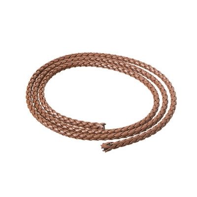 Braided leather strap, 5 mm, brown, length 1 m 