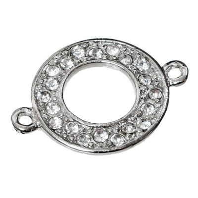 Pendant with rhinestone round, approx. 20 mm, silver-coloured 
