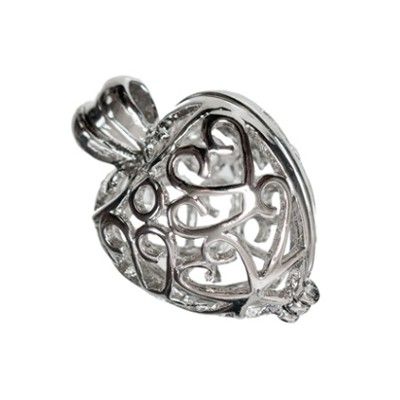 Pendant heart to open silver coloured 18 x 24 mm 