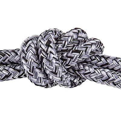 Sail rope, diameter 10 mm, length 1 m, grey-black mix 