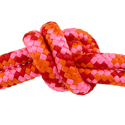 Sail rope, diameter 10 mm, length 1 m, pink-orange mix 
