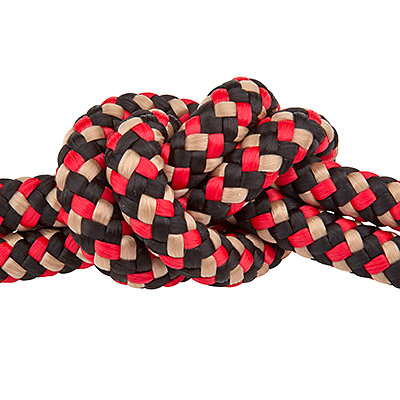 Sail rope, diameter 10 mm, length 1 m, black-beige-red mix 