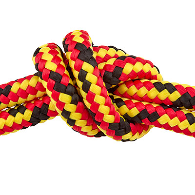 Sail rope, diameter 10 mm, length 1 m, black-red-yellow 