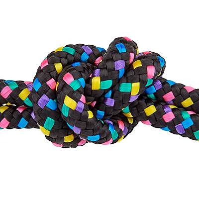 Sail rope, diameter 10 mm, length 1 m, black-multicolour 